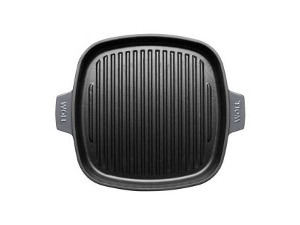 Grillpan IRON INDUCTION 24 cm, met deksel, grijs, WOLL