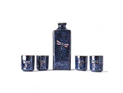 Sake-set DRAGONFLY, 5-delig, blauw, MIJ