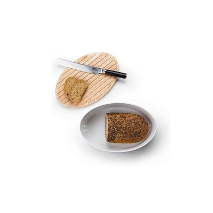 Broodtrommel 30 x 23 cm, met houten deksel/snijplank, Continenta
