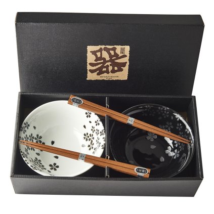 Eetkom SILVER SAKURA, set van 2 stuks, 500 ml, met eetstokjes, MIJ