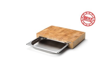 Snijplank 48 x 32,5 cm, met roestvrijstalen lade, bruin, hout Continenta