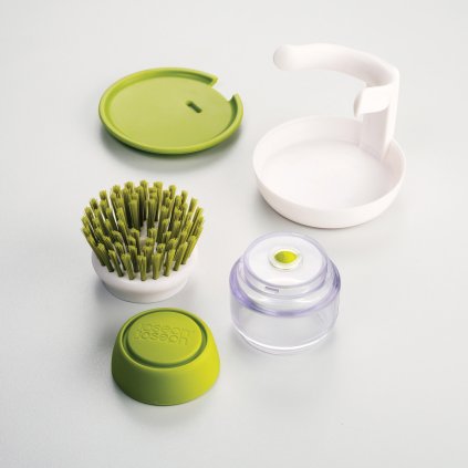 Afwasborstel met zeepdispenser PALM SCRUB, grijs, Joseph Joseph