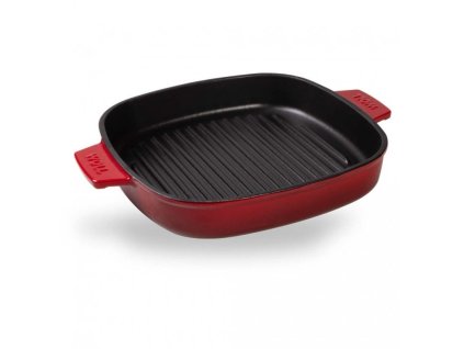 Grillpan IND 24 cm rood, met deksel, ijzer, Woll