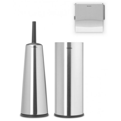 Toiletborstel met houder, wc-rolhouder en reserverolstandaard (set) RENEW, mat staal, Brabantia