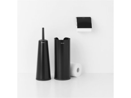Toiletborstel met houder, wc-rolhouder en reserverolstandaard (set) RENEW, zwart, Brabantia