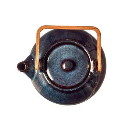 Theepot 1,2 l, met houten handvat, blauw, Bitz