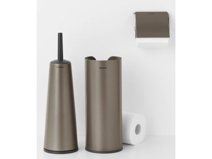 Toiletborstel met houder, wc-rolhouder en reserverolstandaard (set) RENEW, platina, Brabantia