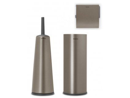 Toiletborstel met houder, wc-rolhouder en reserverolstandaard (set) RENEW, platina, Brabantia