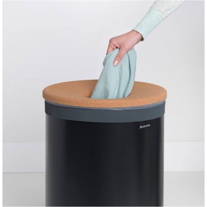 Wasmand 60 l, met kurken deksel, zwart, Brabantia