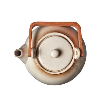 Theepot 1,2 l, crème, houten handvat, Bitz