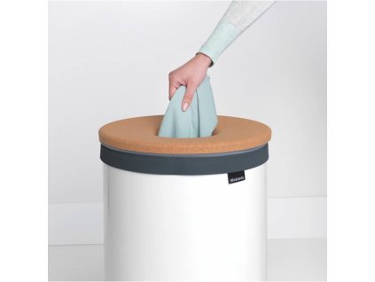 Wasmand 60 l, met kurken deksel, wit, Brabantia