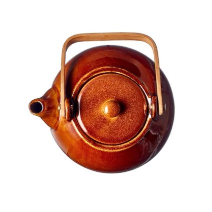 Theepot met infuser 1,2 l, amber, eikenhouten handvat, Bitz