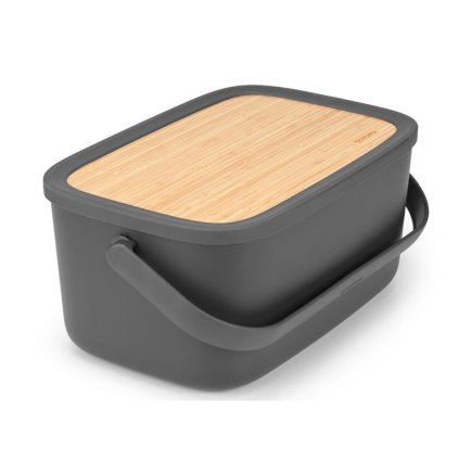Broodtrommel met snijplank 39,5 cm, grijs, Brabantia