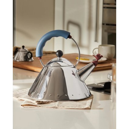 Fluitketel 9093 2 l, zilver en blauw, Alessi