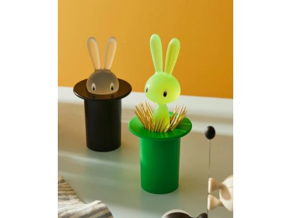 Tandenstokerhouder MAGIC BUNNY, zwart, Alessi