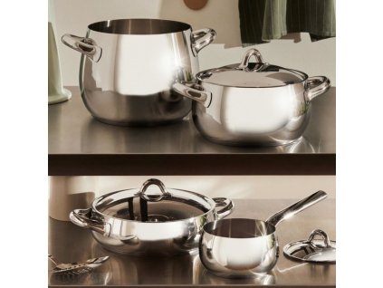 Pannenset MAMI, 7-delig, roestvrij staal, Alessi