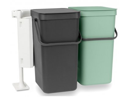 Inbouwprullenbak SORT & GO 2 x 16 l, grijs/groen, Brabantia