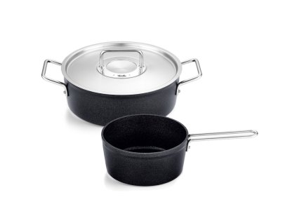 Pannenset ADAMANT, 2-delig, zwart, aluminium, Fissler