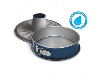 Springvorm XBAKE 26 cm, 2 bodems, blauw, staal, Guardini