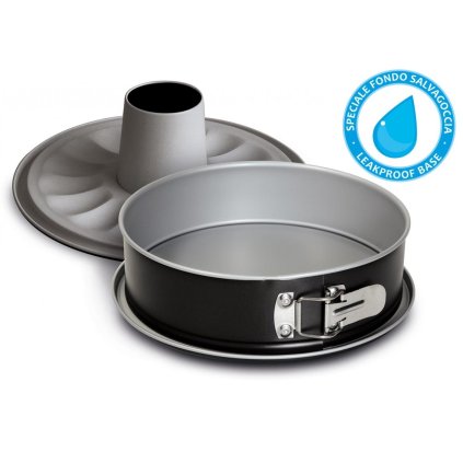 Springvorm SILVER ELEGANCE 26 cm, 2 bodems, zwart, staal, Guardini