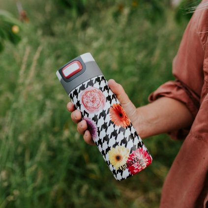 Thermosbeker ETNA 500 ml, bloemenpatchwork, roestvrij staal, Kambukka