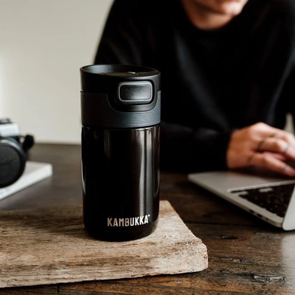 Thermosbeker ETNA 300 ml, gitzwart, roestvrij staal, Kambukka