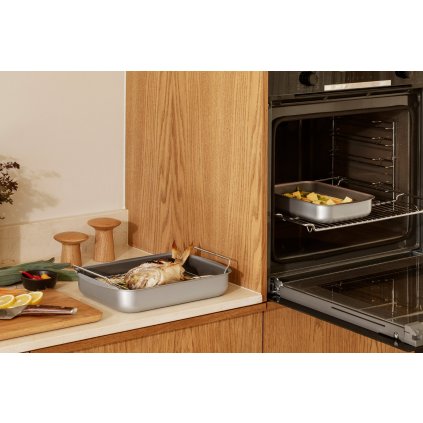 Braadslee PROFESSIONAL 26 x 19 cm, met rek, grijs, aluminium, Eva Solo