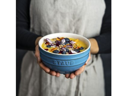 Eetkom (set) 700 ml, 4-delig, turkoois, keramiek, Staub