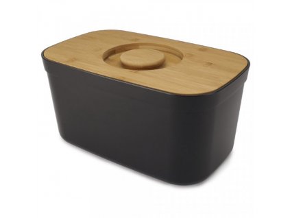 Broodtrommel met snijplank BAMBOO 81103 35 x 22 cm, zwart, kunststof, Joseph Joseph