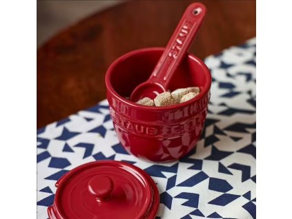 Suikerpot 250 ml, rood, keramiek, Staub