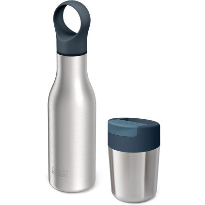 Thermosfles LOOP&SIPP 81129 500 ml, + thermomok 340 ml, blauw, roestvrij staal, Joseph Joseph