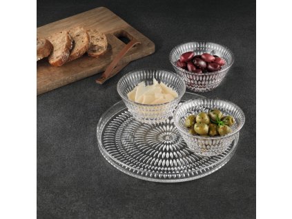 Tapasschaaltje ETHNO 190 ml, set van 3 stuks, met schotel, helder, Nachtmann