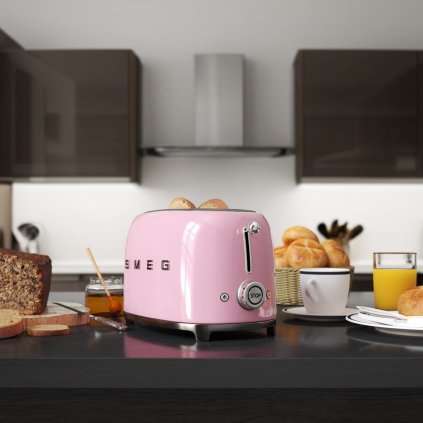 Broodrooster TSF01PKEU, 2 sleuven, pastelroze, Smeg