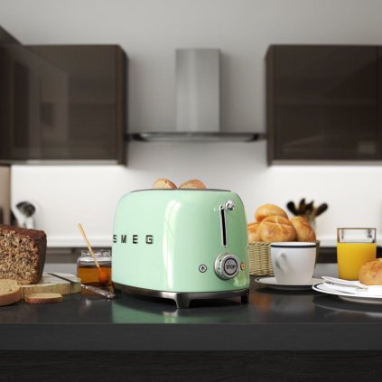 Broodrooster TSF01PGEU, 2 sleuven, pastelgroen, Smeg