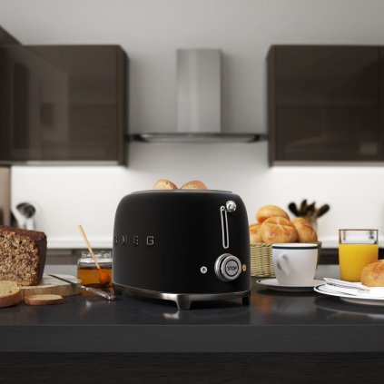 Broodrooster TSF01BLMEU, 2 sleuven, mat zwart, Smeg