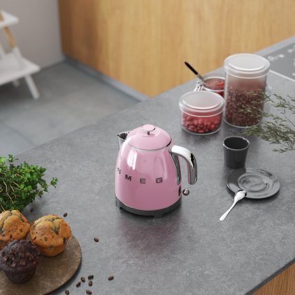 Waterkoker 50'S STYLE MINI KLF05PKEU, 800 ml, pastelroze, Smeg