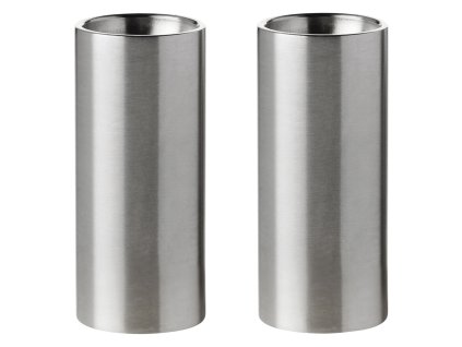 Peper- en zoutstel ARNE JACOBSEN, 2-delig, zilver, roestvrij staal, Stelton
