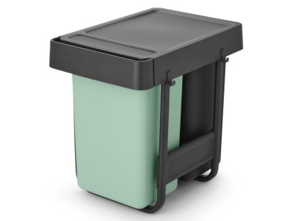Inbouwprullenbak SORT & GO 2 x 15 l, donkergrijs / jadegroen, kunststof, Brabantia