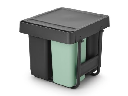 Inbouwprullenbak SORT & GO 2 x 10 l + 1x 20 l, donkergrijs / jadegroen, kunststof, Brabantia