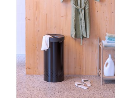 Wasmand 35 l, mat zwart, staal, Brabantia