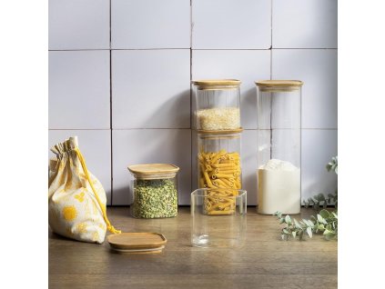 Vershoudpot PKV-007 2,2 l, glas / bamboe, Pebbly