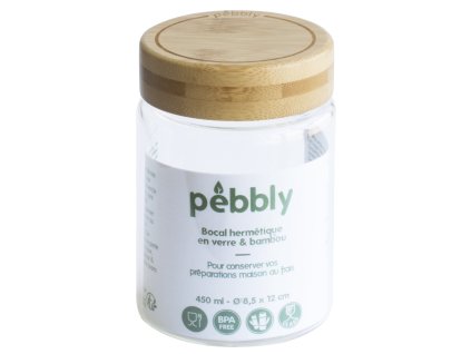 Voorraadpot PKV-026 450 ml, glas / bamboe, Pebbly