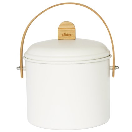 Compostbak NBA202 3,5 l, beige, staal / bamboe, Pebby