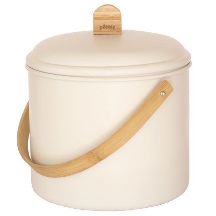 Compostbak NBA167 7 l, crème, staal / bamboe, Pebby