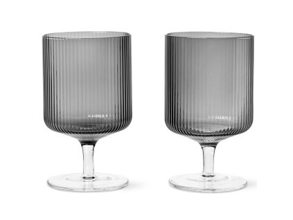 wijnglas RIPPLE 270 ml, set van 2 stuks, grijs, stevig LIVING