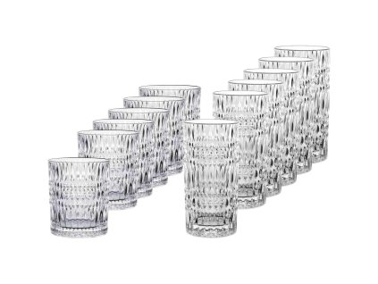 Longdrinkglazen ETHNO, met whiskyglazen, set van 12 stuks, licht, glas, Nachtmann