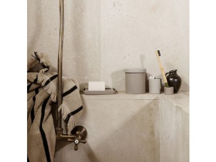 Tandenborstelbeker BON 6,5 cm, zand, porselein, stevig LIVING