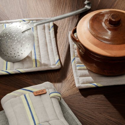 Pannenlap HALE 20 cm, set van 2 stuks, zand / zwart, katoen / linnen, stevig LIVING