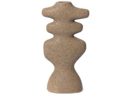 Dinerkaarskandelaar YARA 19,5 cm, zand, aardewerk, stevig LIVING