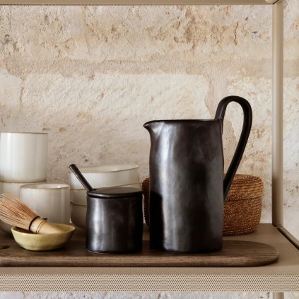 Zoutpotje FLOW 8 cm, zwart, aardewerk, stevig LIVING